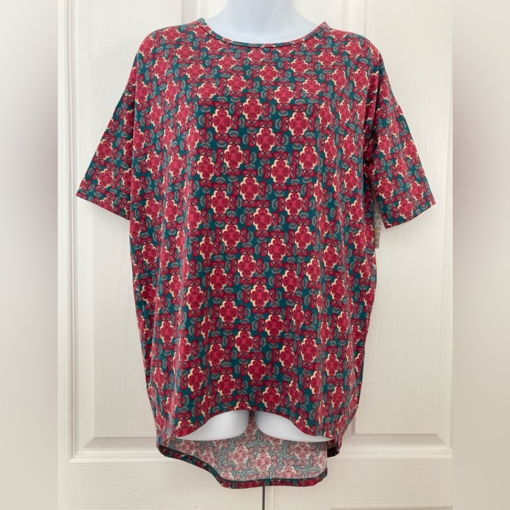 NWT Lularoe Irma Tunic Size XXS 2XS burgundy wine teal Hi Lo Shirt top LLR NEW